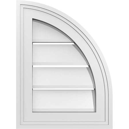 Ekena Millwork Quarter Round Top Right Surface Mount PVC Gable Vent w/ 2"W x 2"P Brickmould Sill Frame, 12"W x 16"H GVPQR12X1603SF